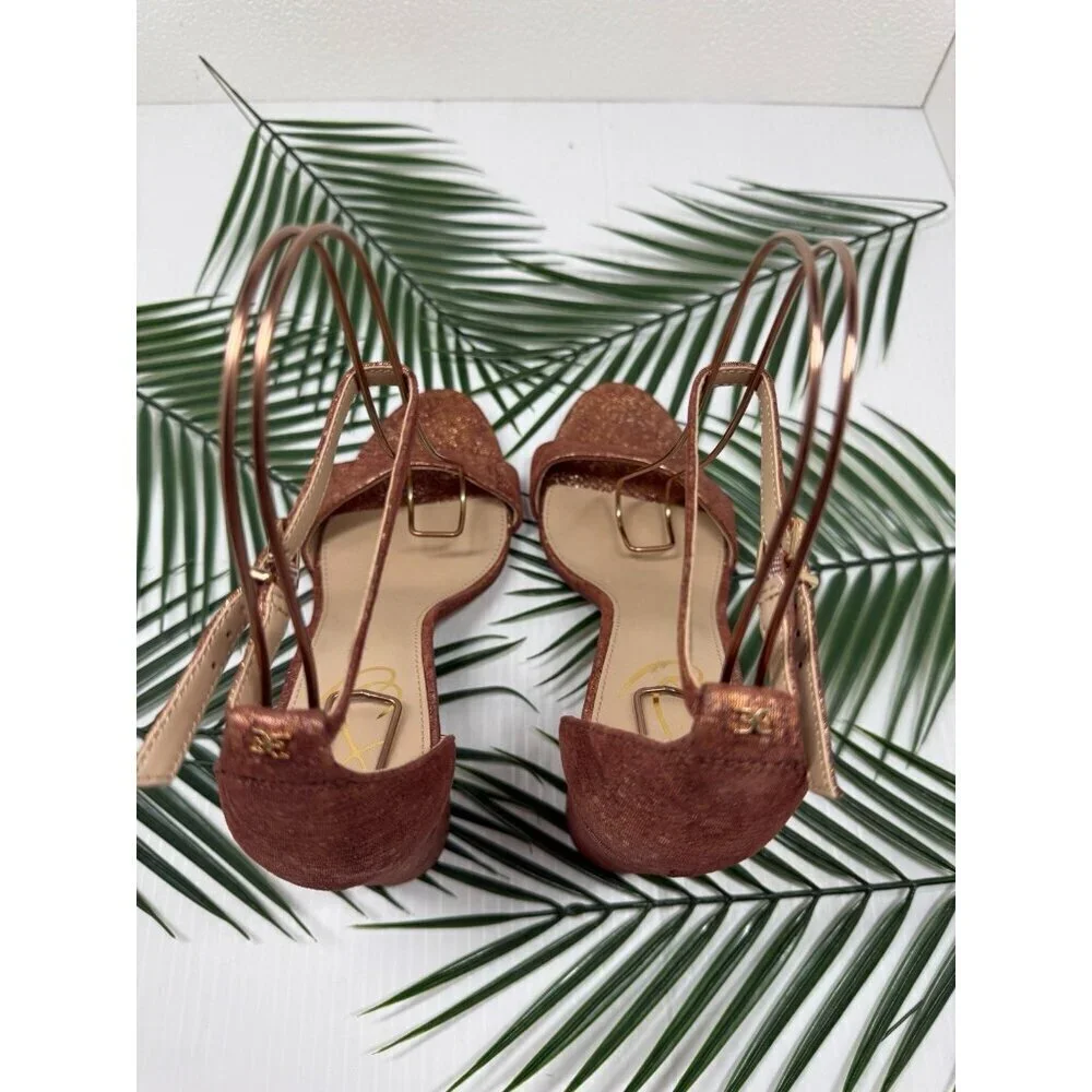 Sam Edelman Women's Rust Pink Yaro Block Wrapped Heel Ankle Strap Sandal Sz 9.5